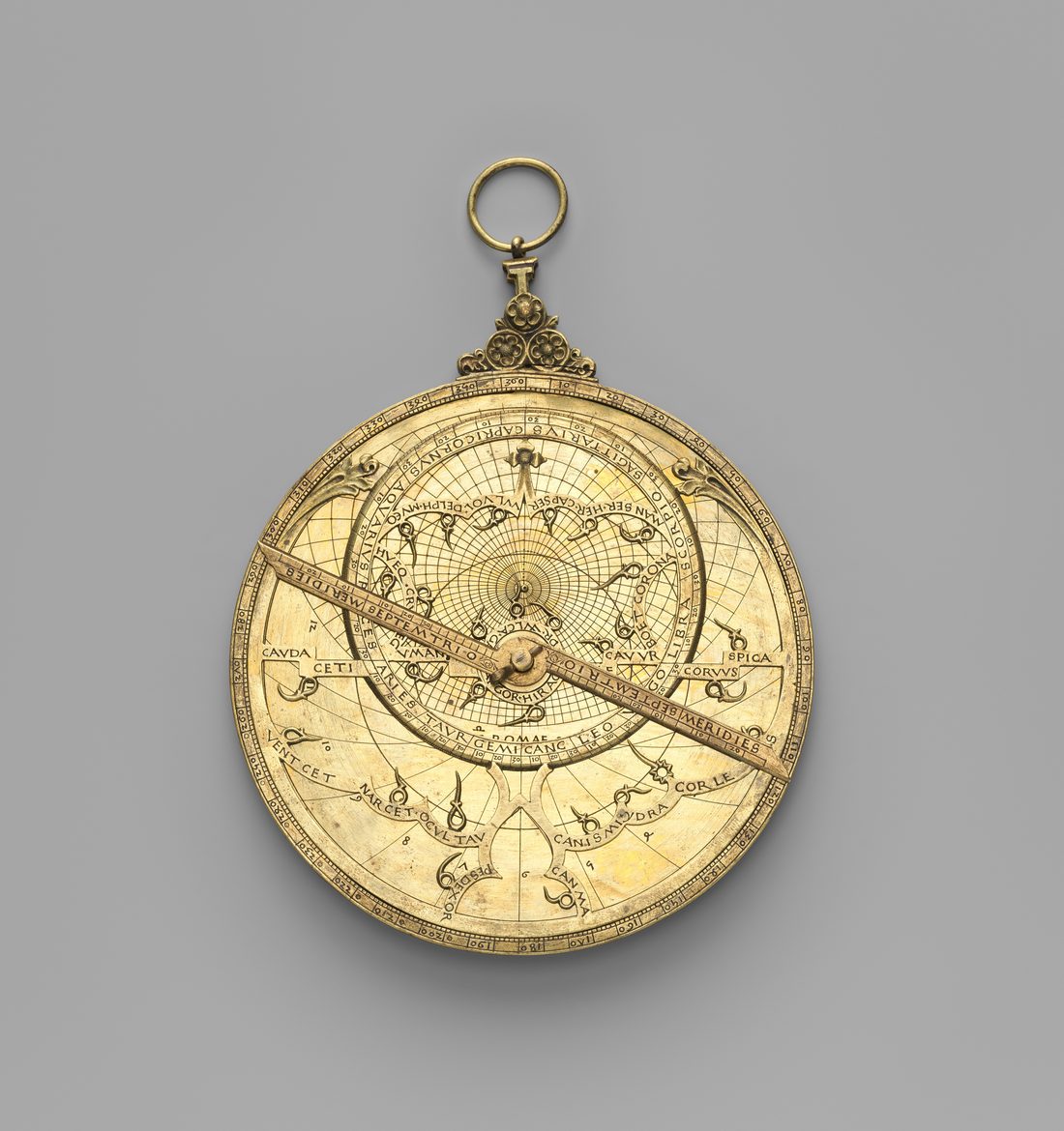 An engraved brass astrolabe
